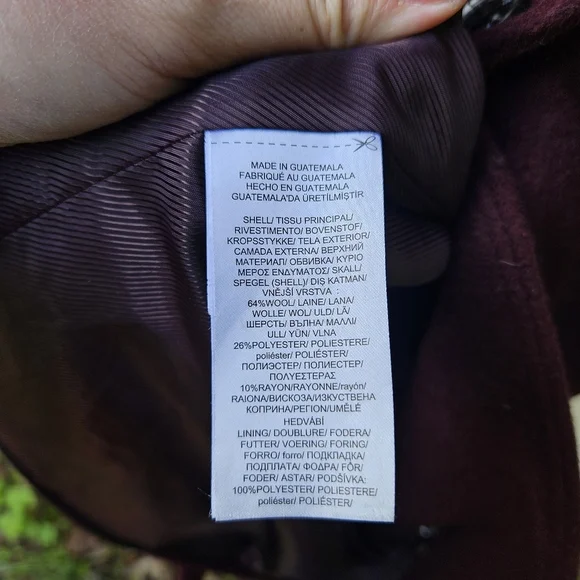 LRL Ralph Lauren wool blend single breasted mid-length coat burgundy size 8 - Picture 6 of 8